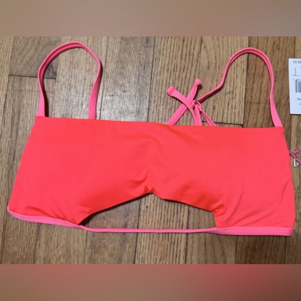 WET Swimwear Cutout Bikini Top Hot Coral Ethical Brand Women’s XL Adjustable NWT